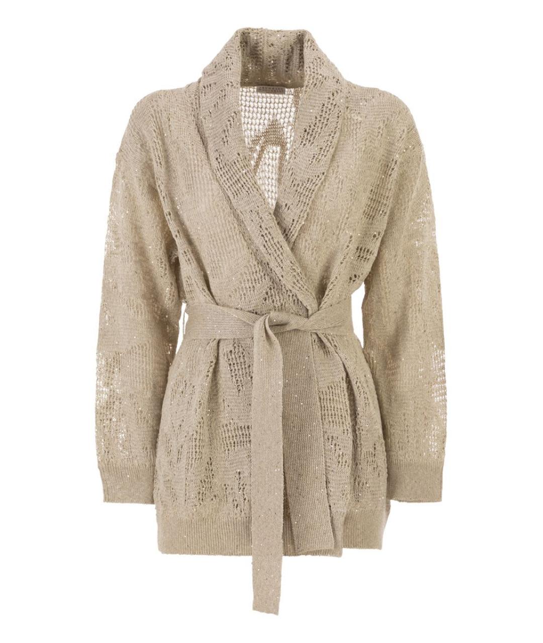 BRUNELLO CUCINELLI Бежевый льняной кардиган, фото 1