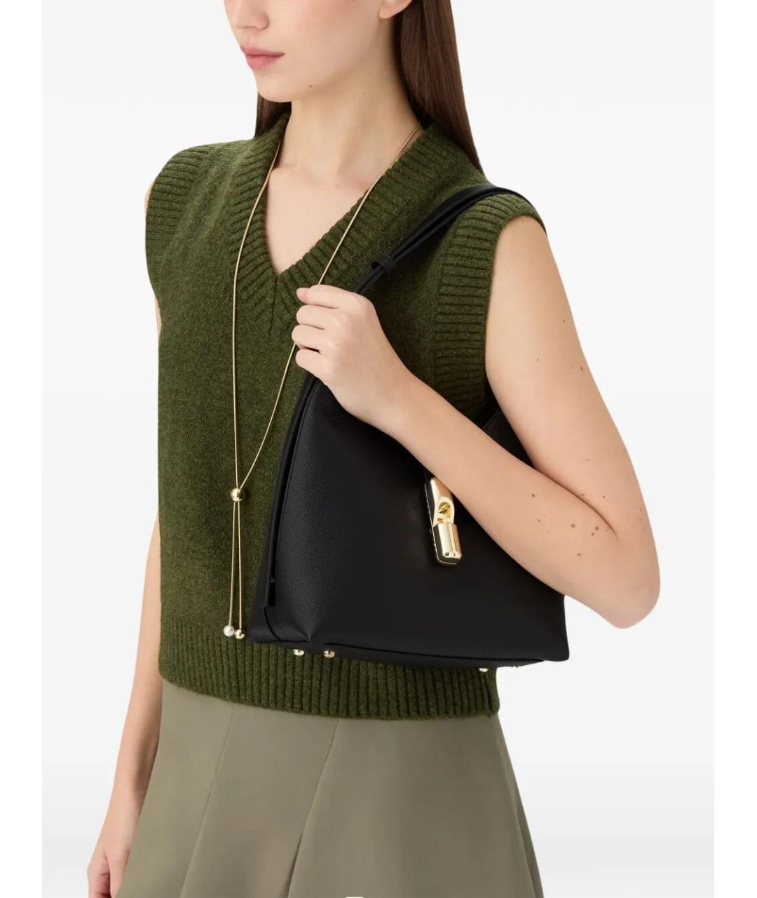 FURLA Черная кожаная сумка через плечо, фото 3