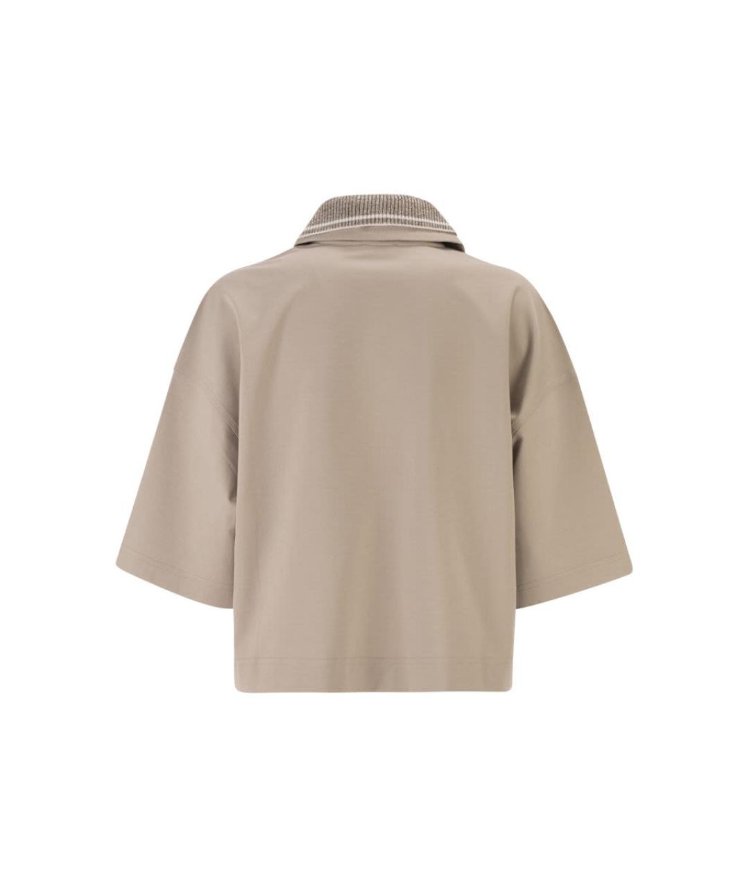 BRUNELLO CUCINELLI Бежевая хлопковая футболка, фото 2