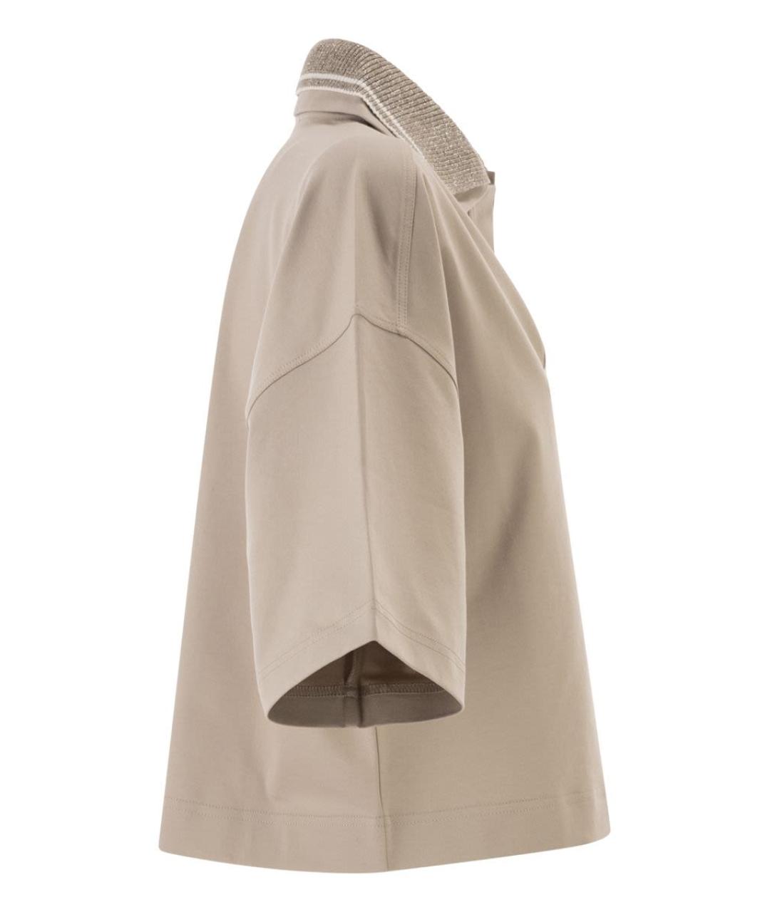 BRUNELLO CUCINELLI Бежевая хлопковая футболка, фото 3