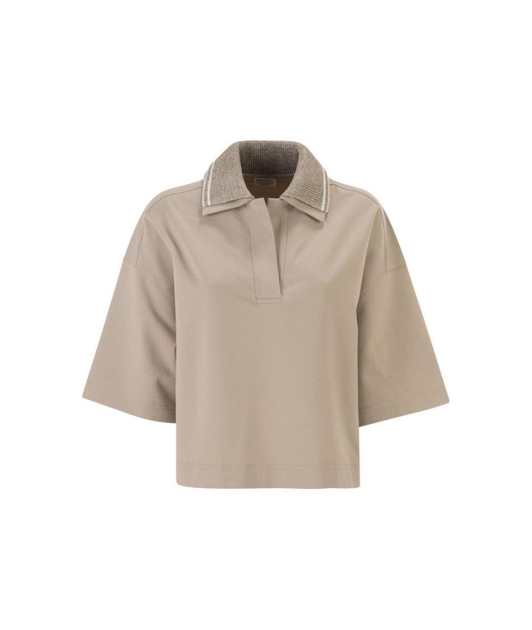 BRUNELLO CUCINELLI Бежевая хлопковая футболка, фото 1