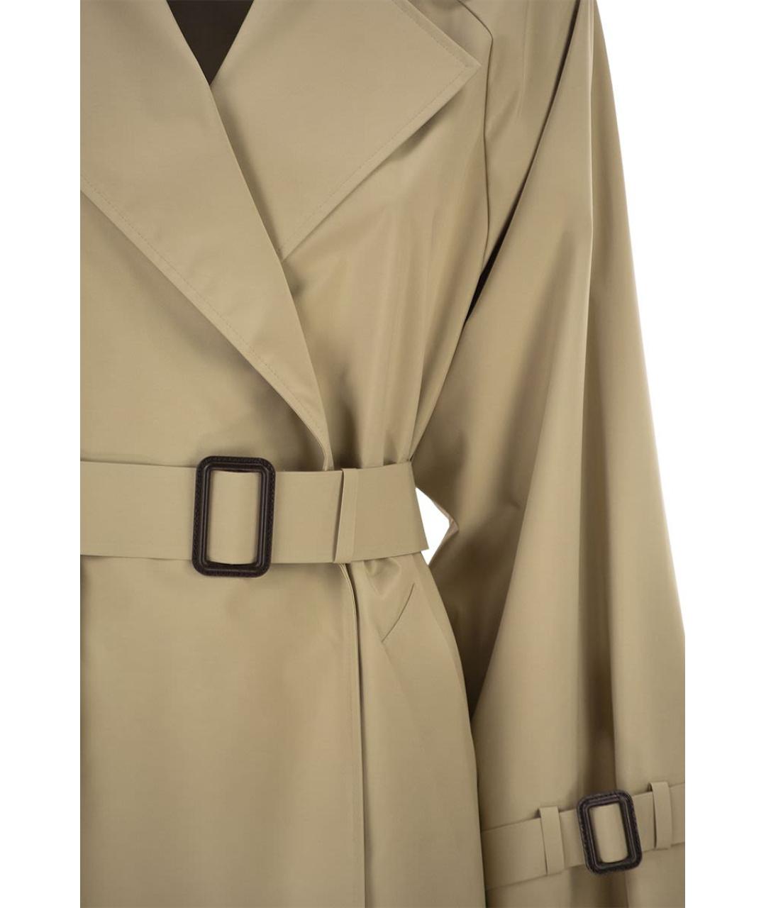 WEEKEND MAX MARA Бежевый полиэстеровый тренч/плащ, фото 4