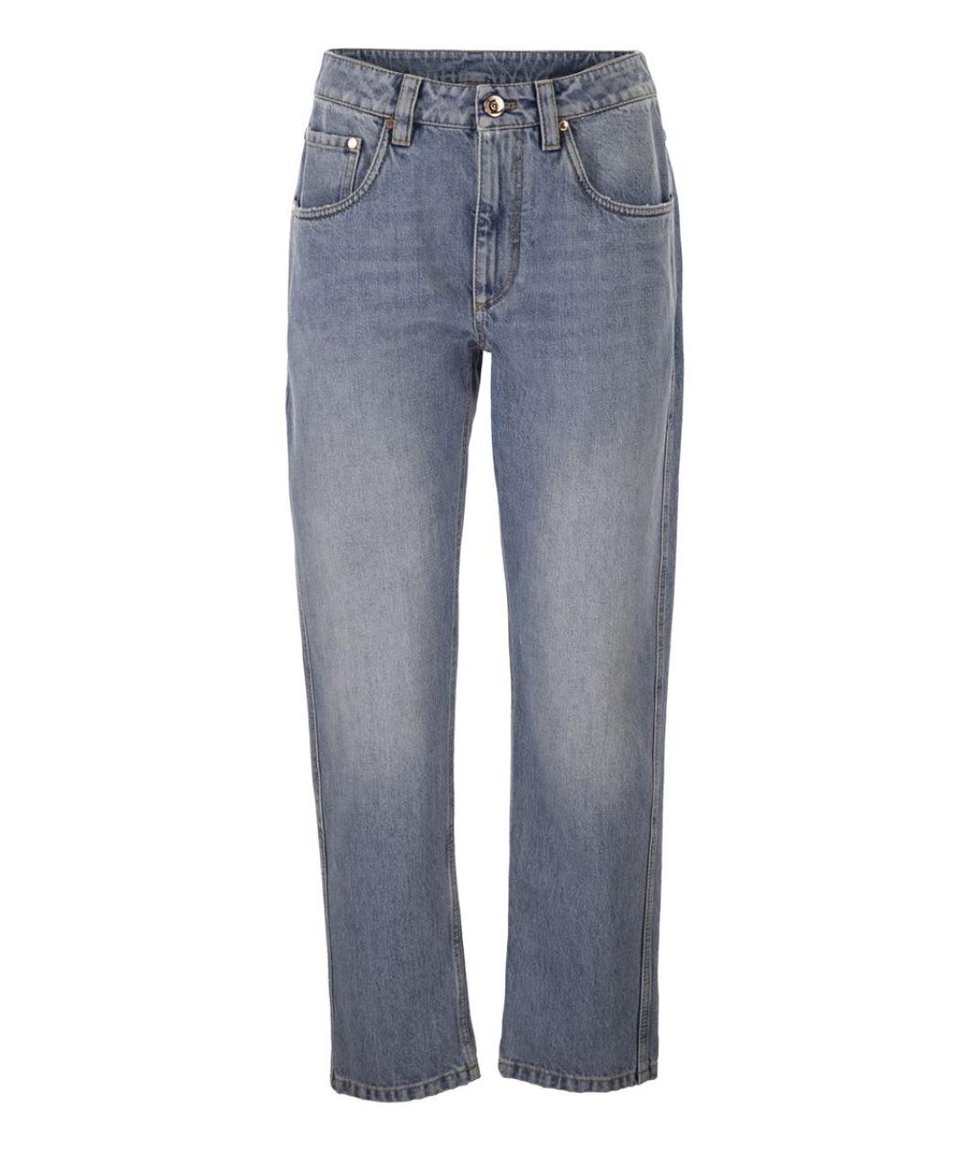 BRUNELLO CUCINELLI Синие хлопковые прямые джинсы, фото 1