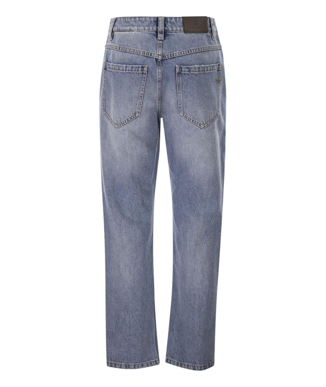 BRUNELLO CUCINELLI Синие хлопковые прямые джинсы, фото 2