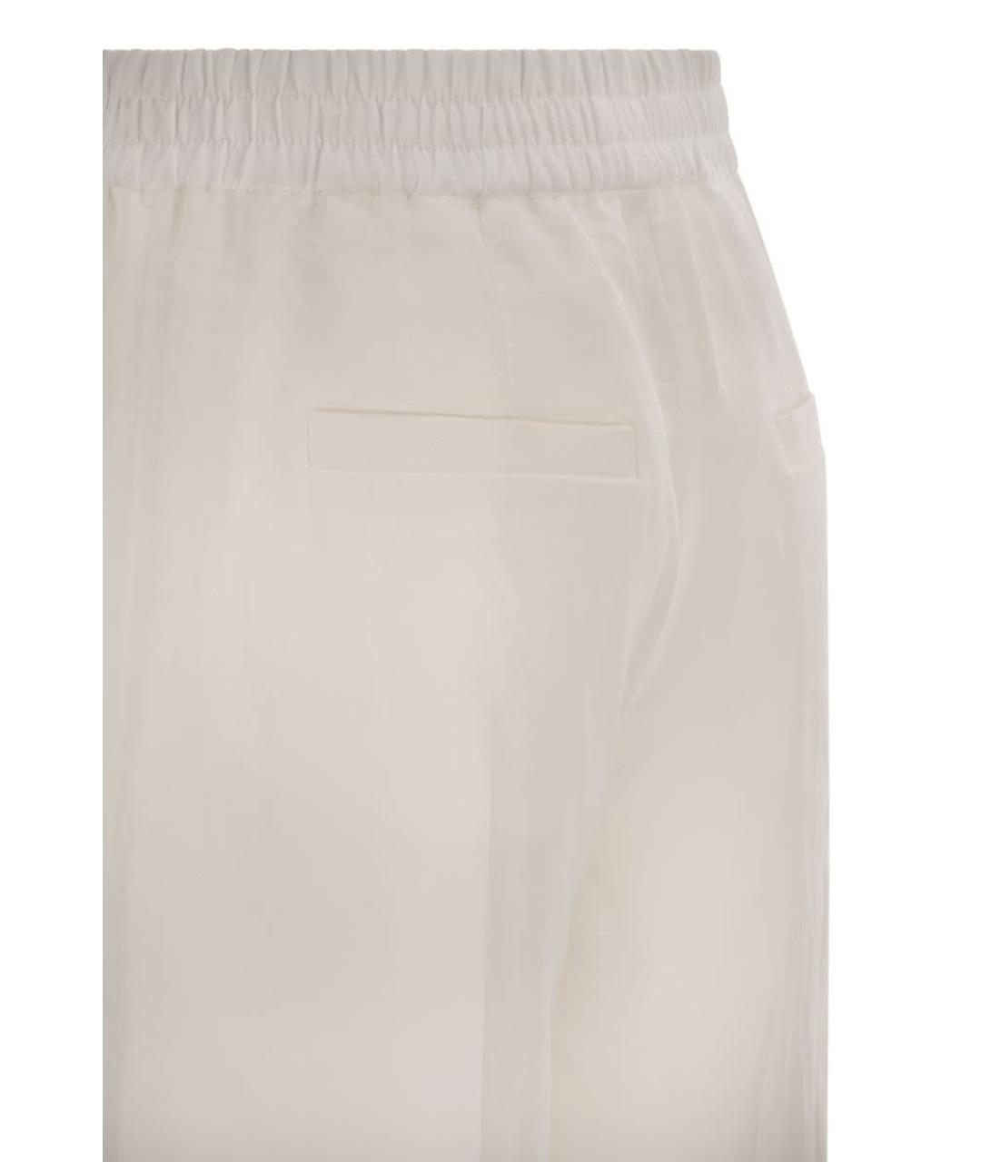 BRUNELLO CUCINELLI Белые хлопковые прямые брюки, фото 4