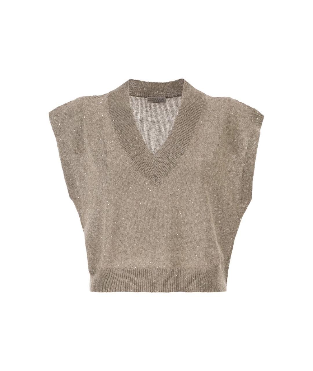 BRUNELLO CUCINELLI Коричневая льняная жилетка, фото 1