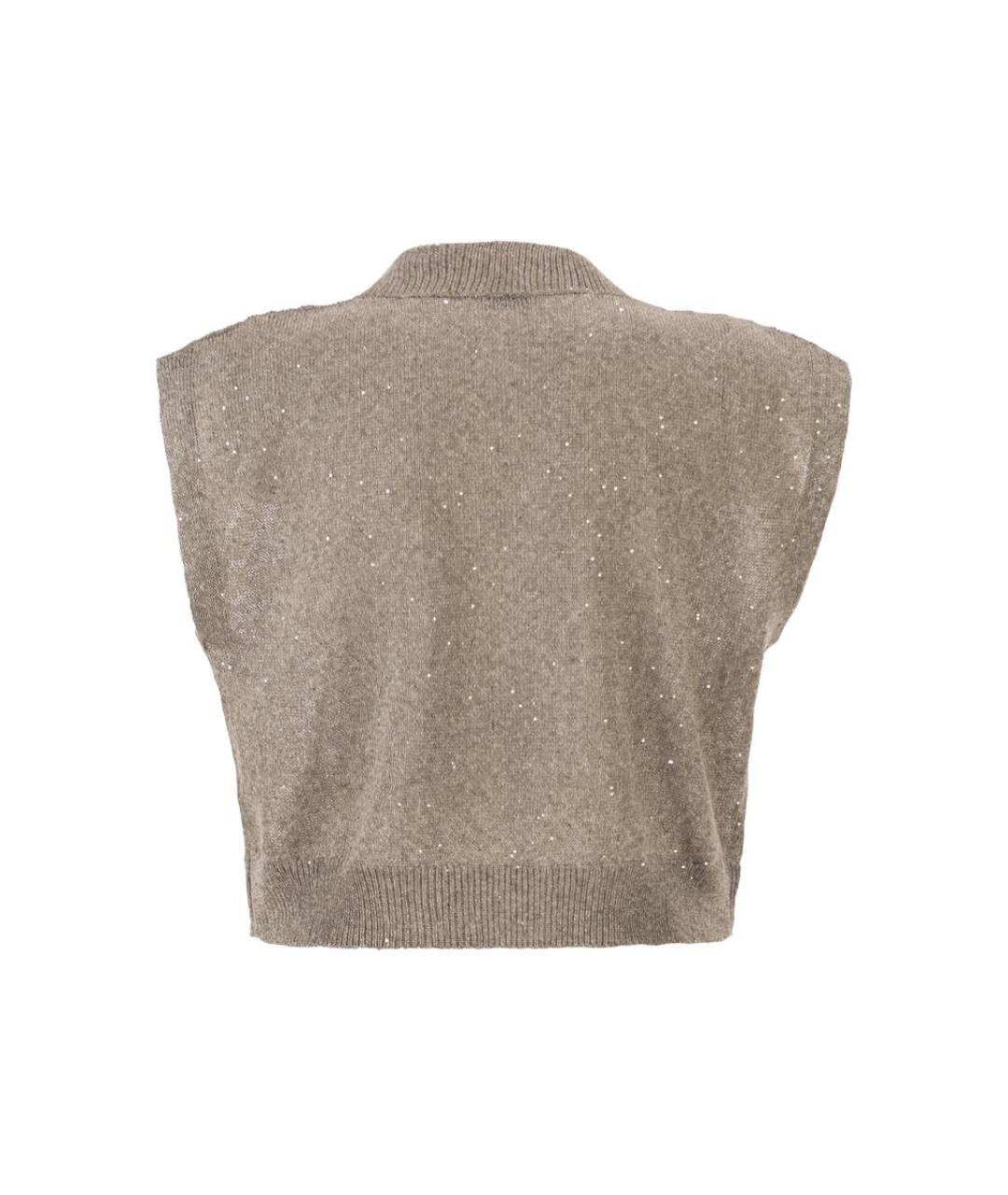 BRUNELLO CUCINELLI Коричневая льняная жилетка, фото 2