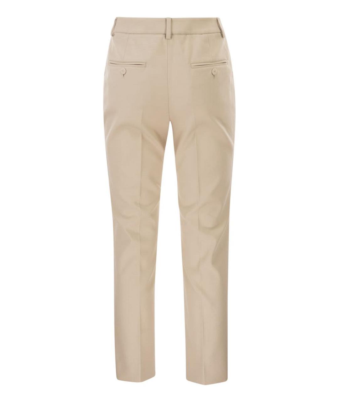 WEEKEND MAX MARA Бежевые хлопковые прямые брюки, фото 2