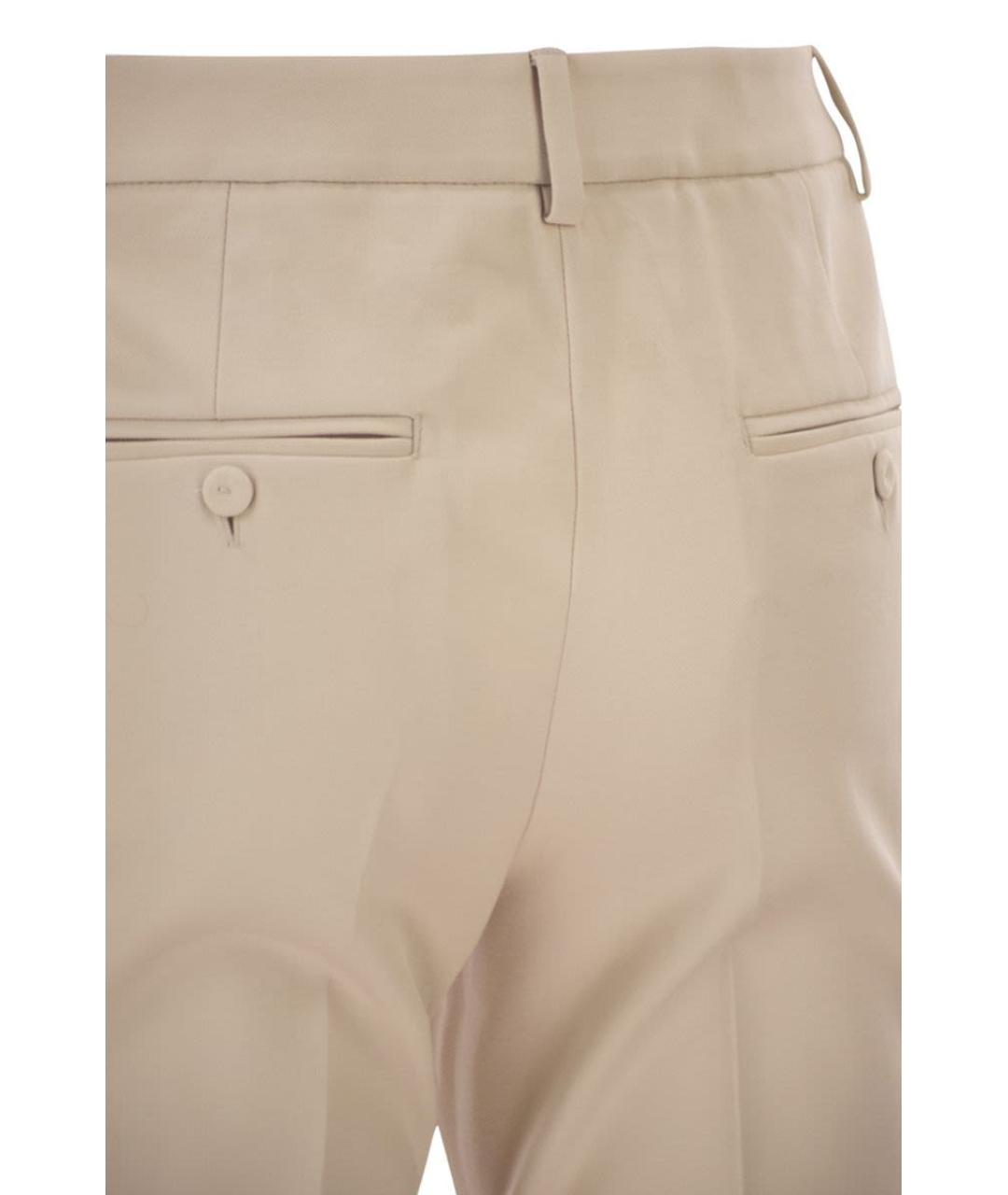 WEEKEND MAX MARA Бежевые хлопковые прямые брюки, фото 4