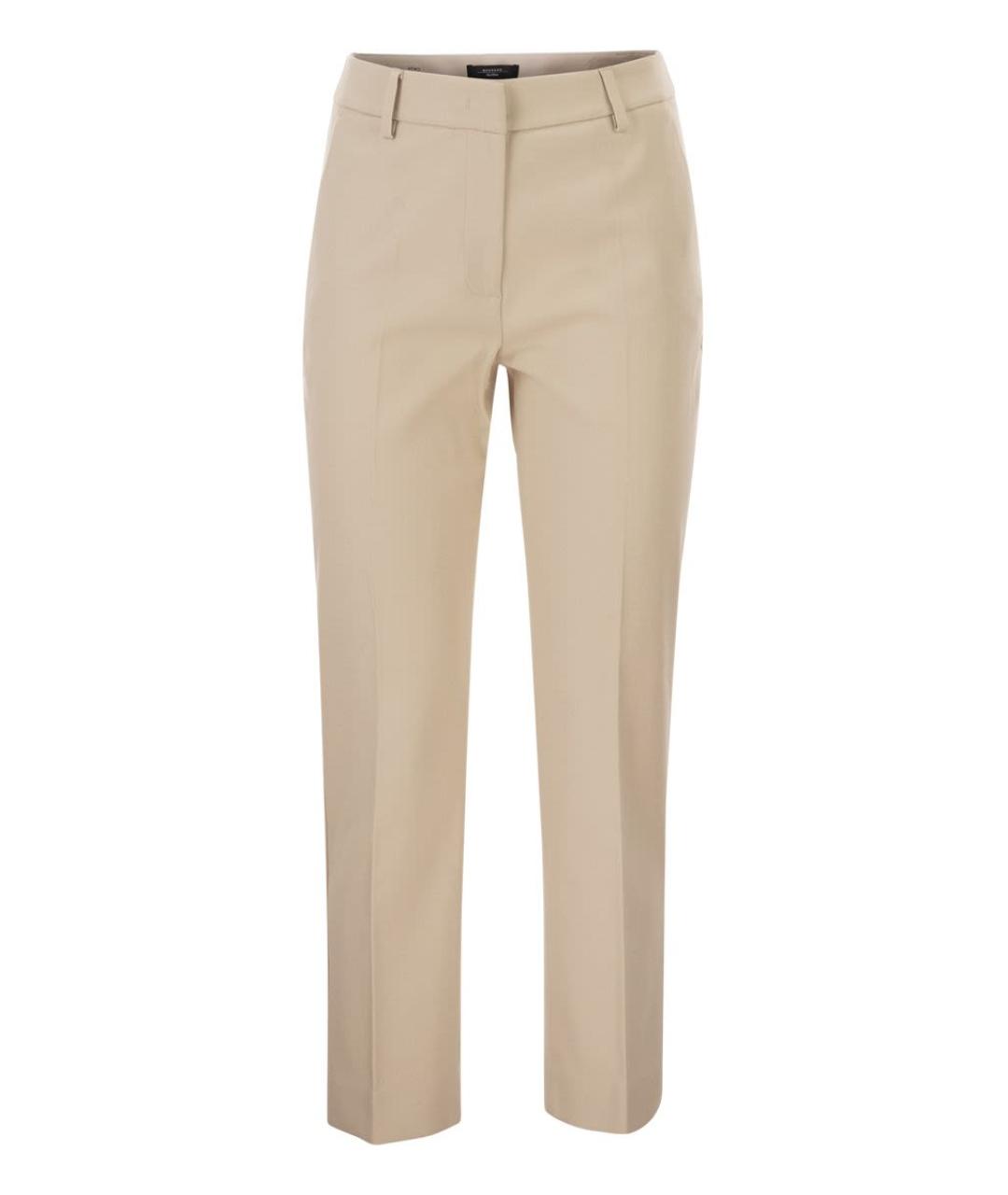 WEEKEND MAX MARA Бежевые хлопковые прямые брюки, фото 1