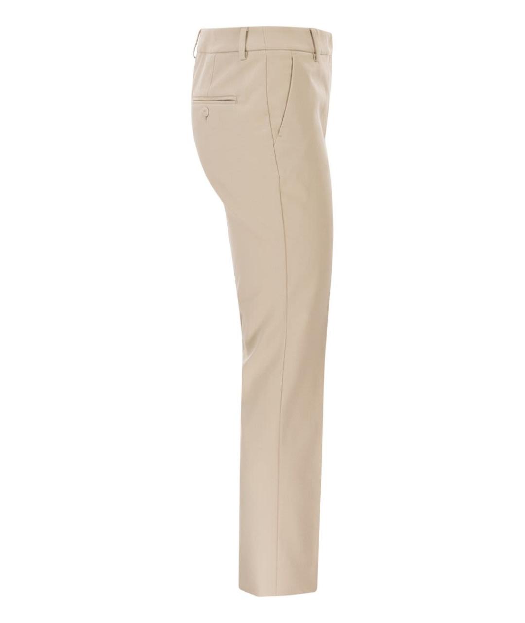 WEEKEND MAX MARA Бежевые хлопковые прямые брюки, фото 3
