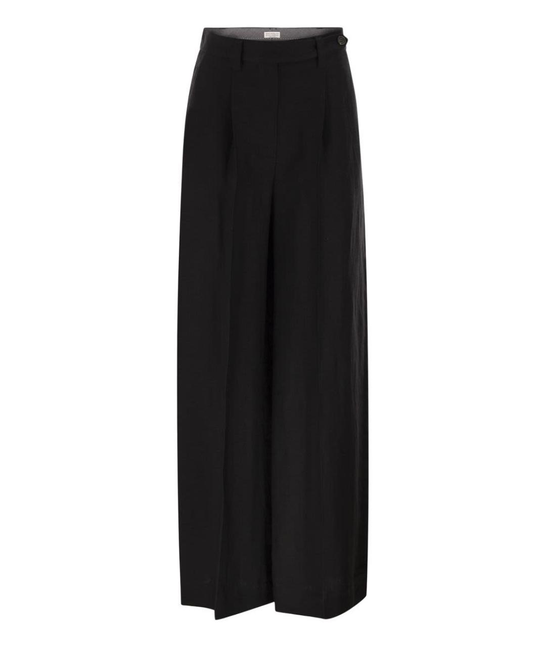 BRUNELLO CUCINELLI Черные вискозные прямые брюки, фото 1