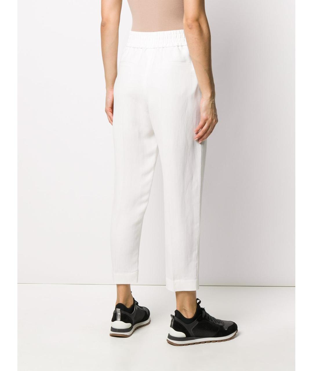BRUNELLO CUCINELLI Белые вискозные брюки узкие, фото 3