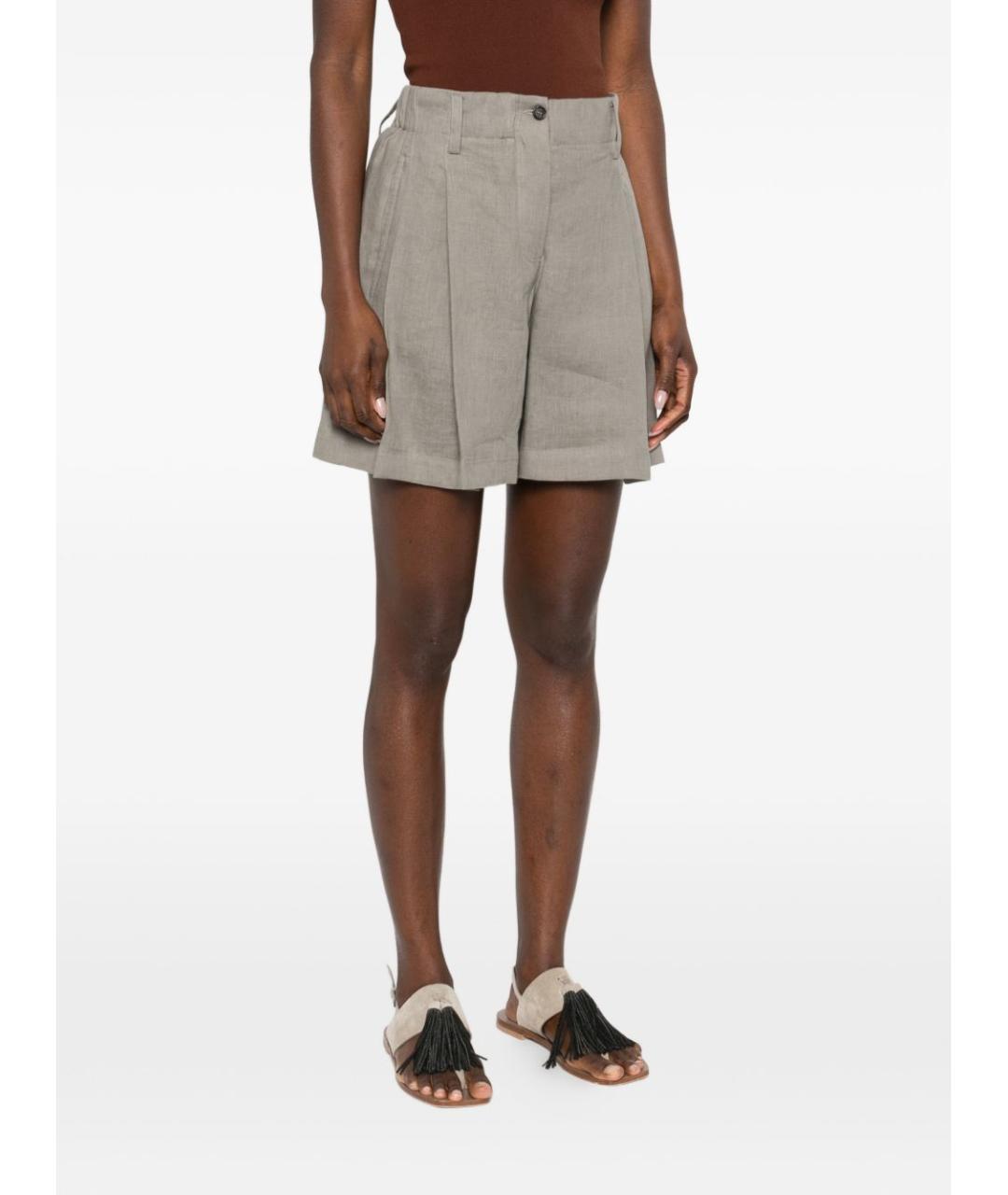 BRUNELLO CUCINELLI Хаки льняные шорты, фото 5