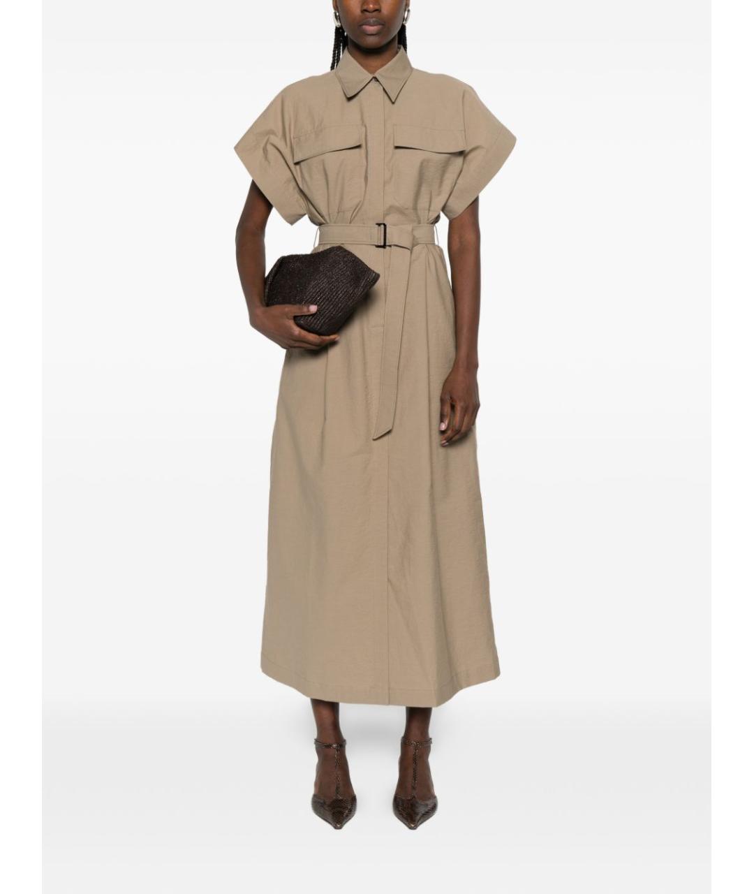 BRUNELLO CUCINELLI Бежевое хлопковое повседневное платье, фото 3