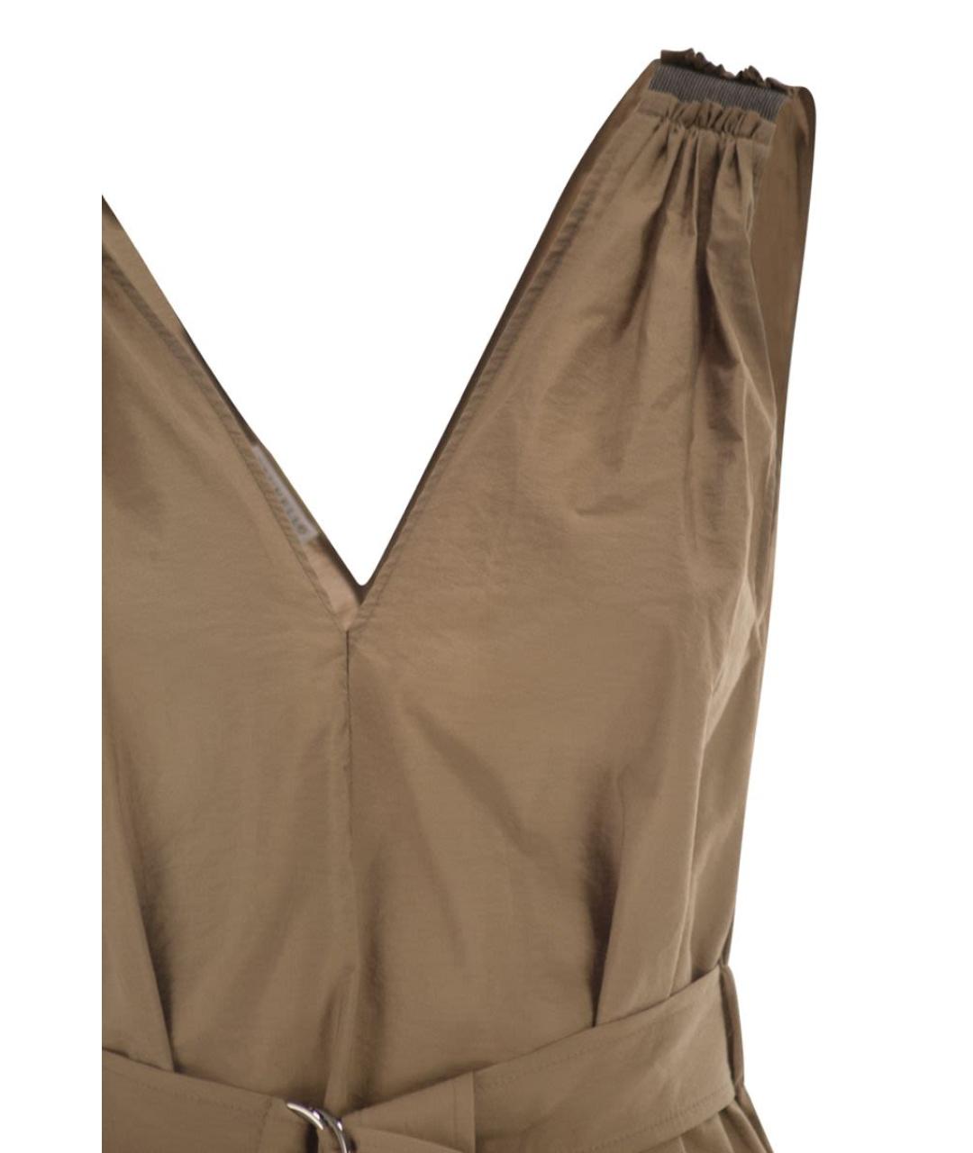 BRUNELLO CUCINELLI Бежевое хлопковое повседневное платье, фото 4