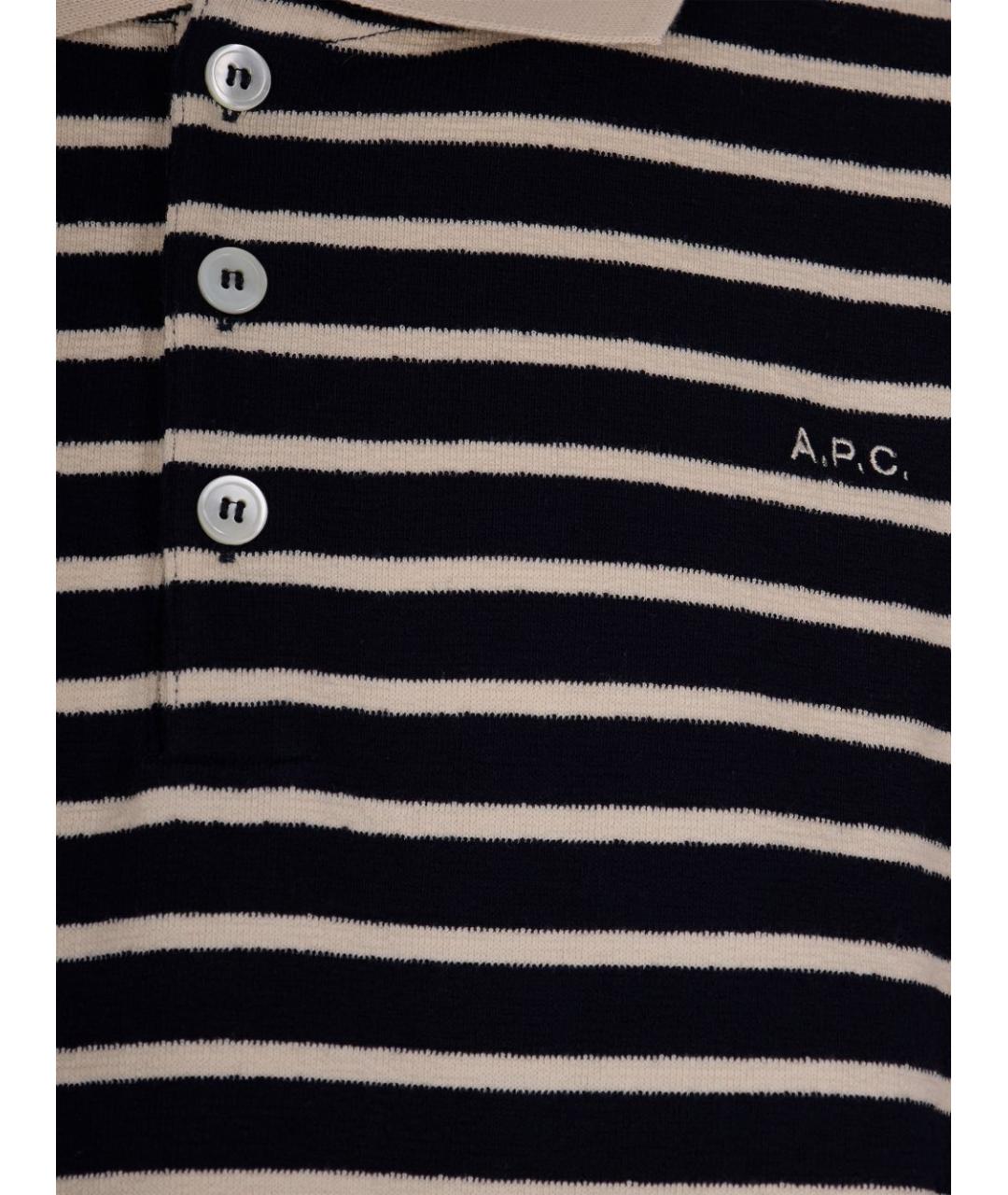 A.P.C. Синее хлопковое поло с коротким рукавом, фото 3