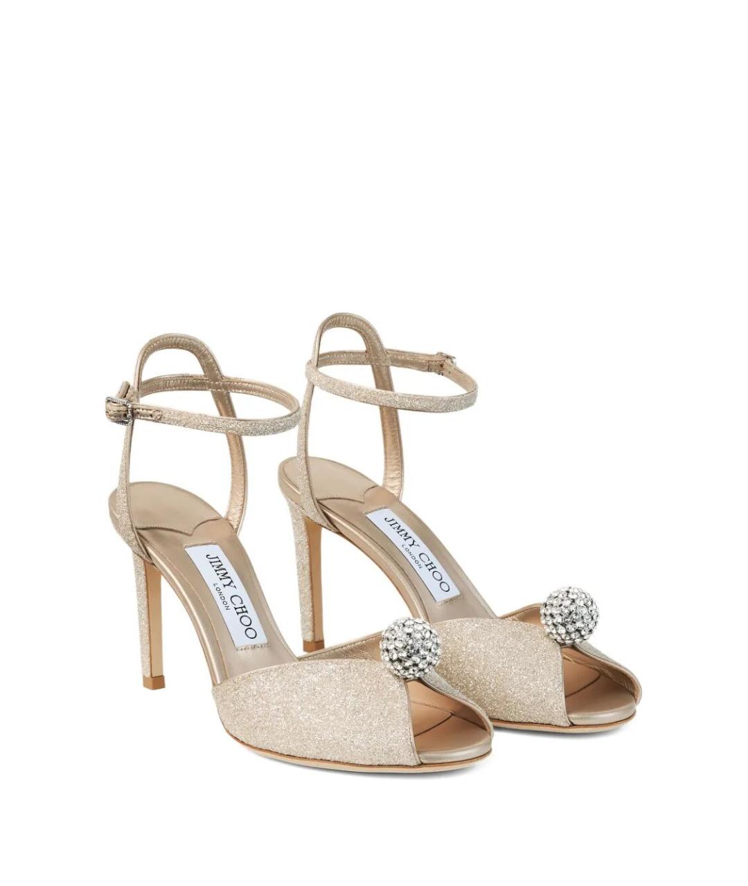 JIMMY CHOO Бежевые кожаные босоножки, фото 3