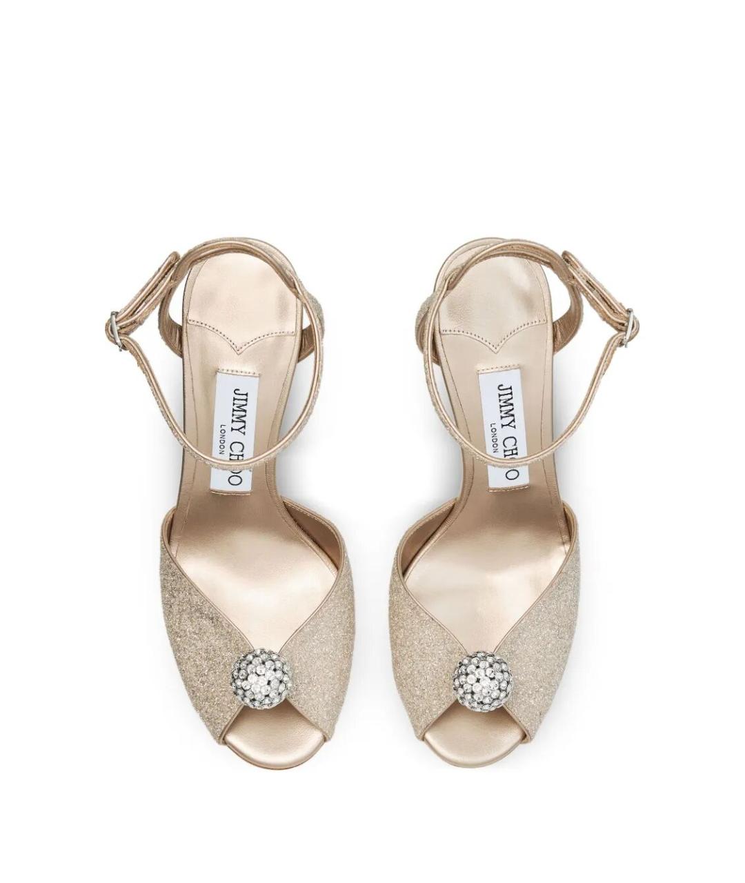 JIMMY CHOO Бежевые кожаные босоножки, фото 2