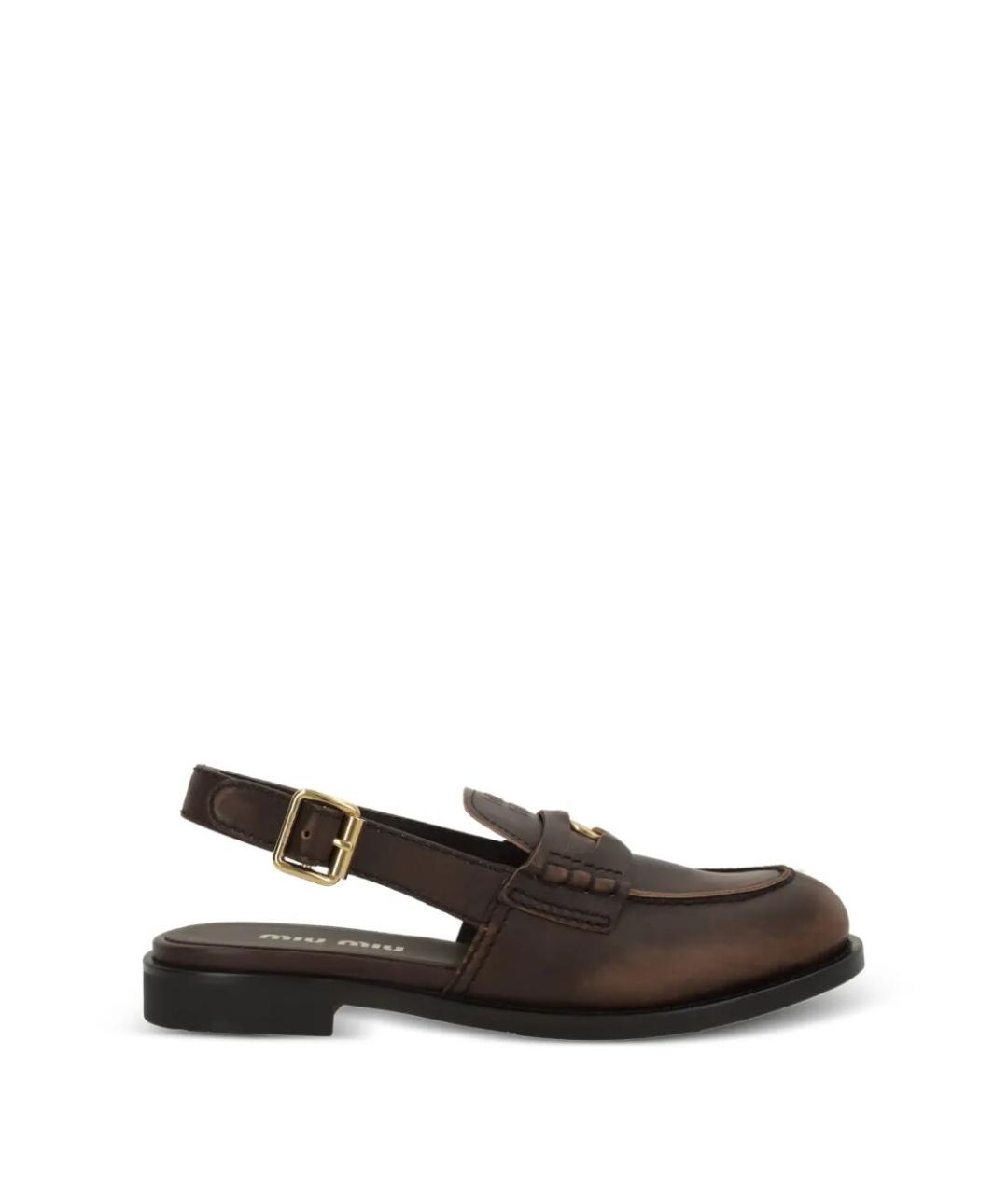 MIU MIU Коричневые кожаные лоферы, фото 1