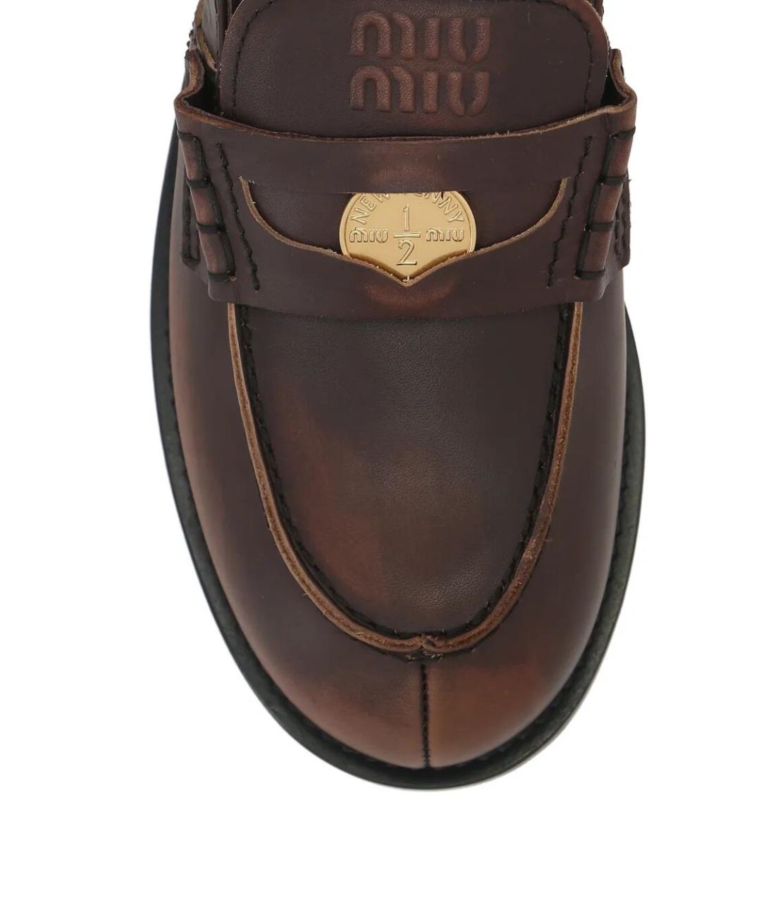 MIU MIU Коричневые кожаные лоферы, фото 3