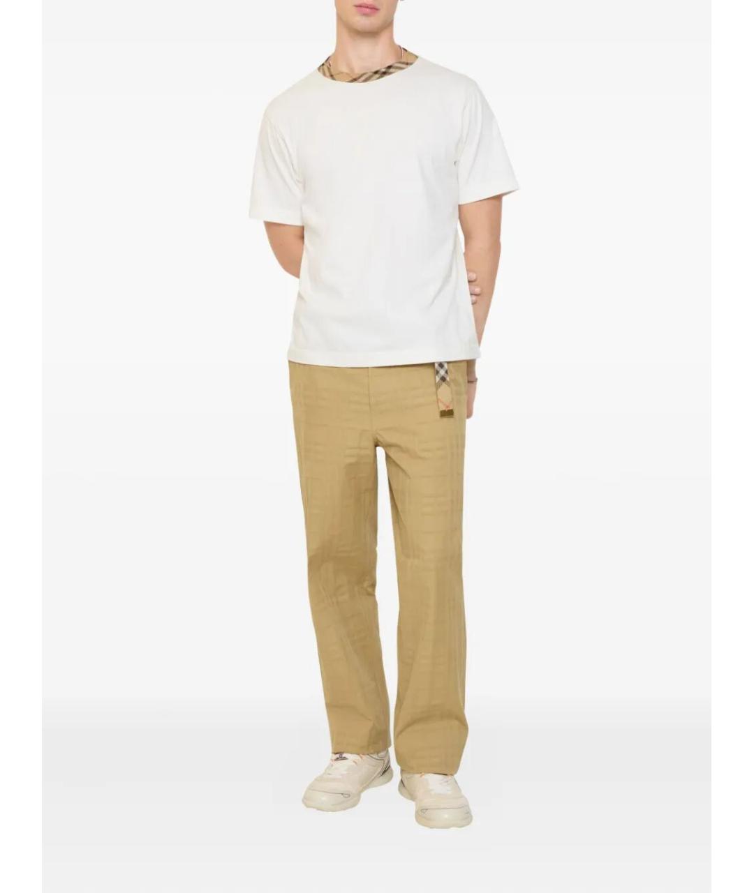BURBERRY Бежевые хлопковые повседневные брюки, фото 2