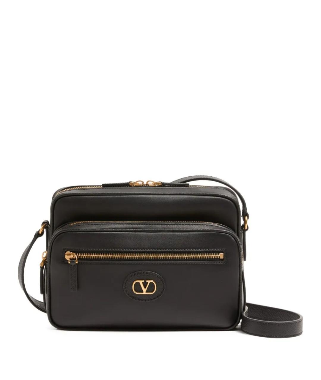 VALENTINO Черная кожаная сумка на плечо, фото 1