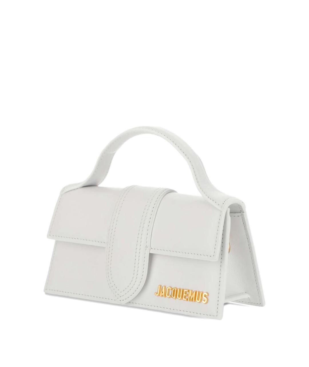 JACQUEMUS Белая кожаная сумка с короткими ручками, фото 4