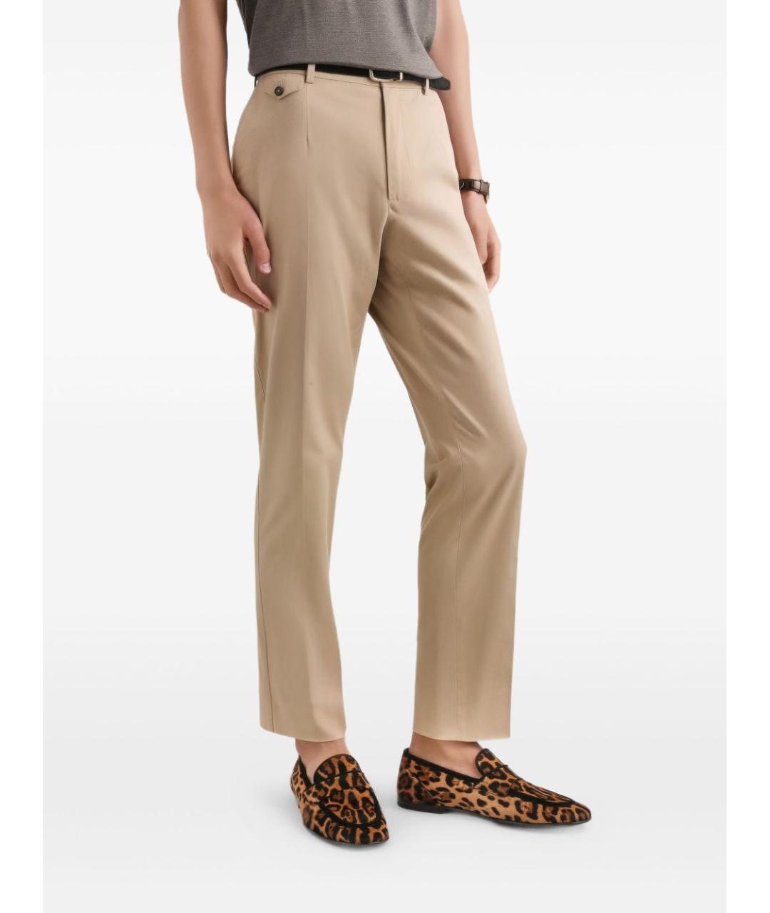DOLCE&GABBANA Бежевые хлопковые повседневные брюки, фото 4