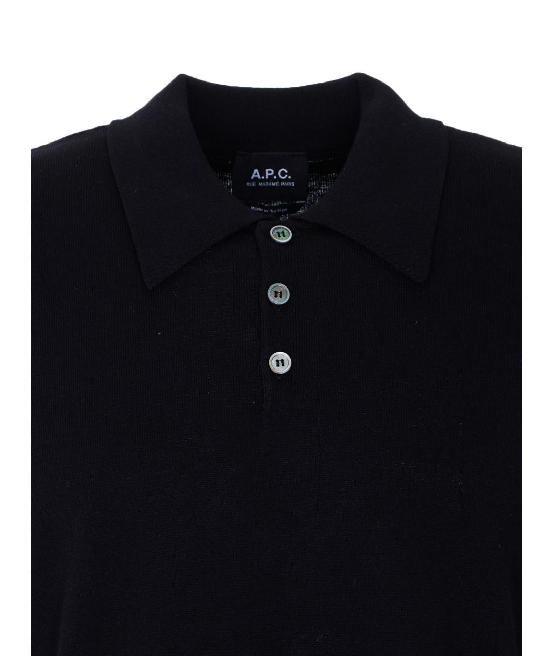 A.P.C. Черное хлопковое поло с коротким рукавом, фото 4