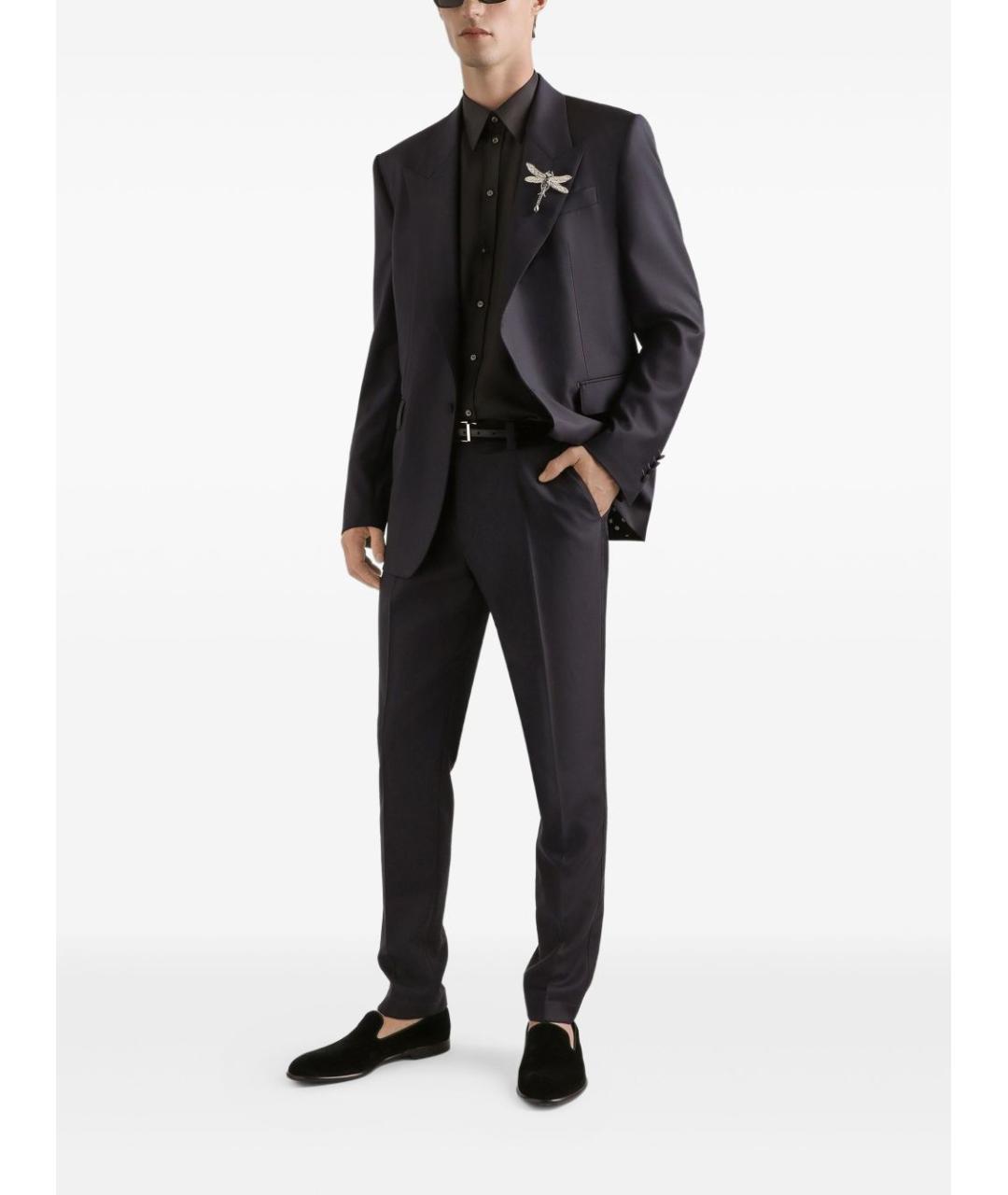 DOLCE&GABBANA Синие шерстяные повседневные брюки, фото 2