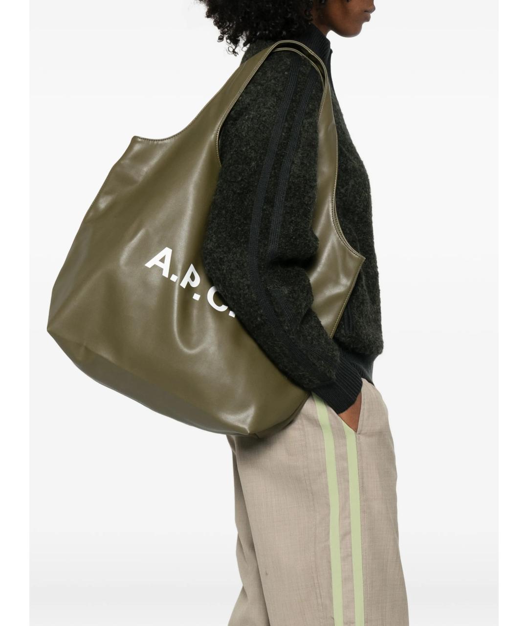 A.P.C. Зеленая сумка тоут из искусственной кожи, фото 2