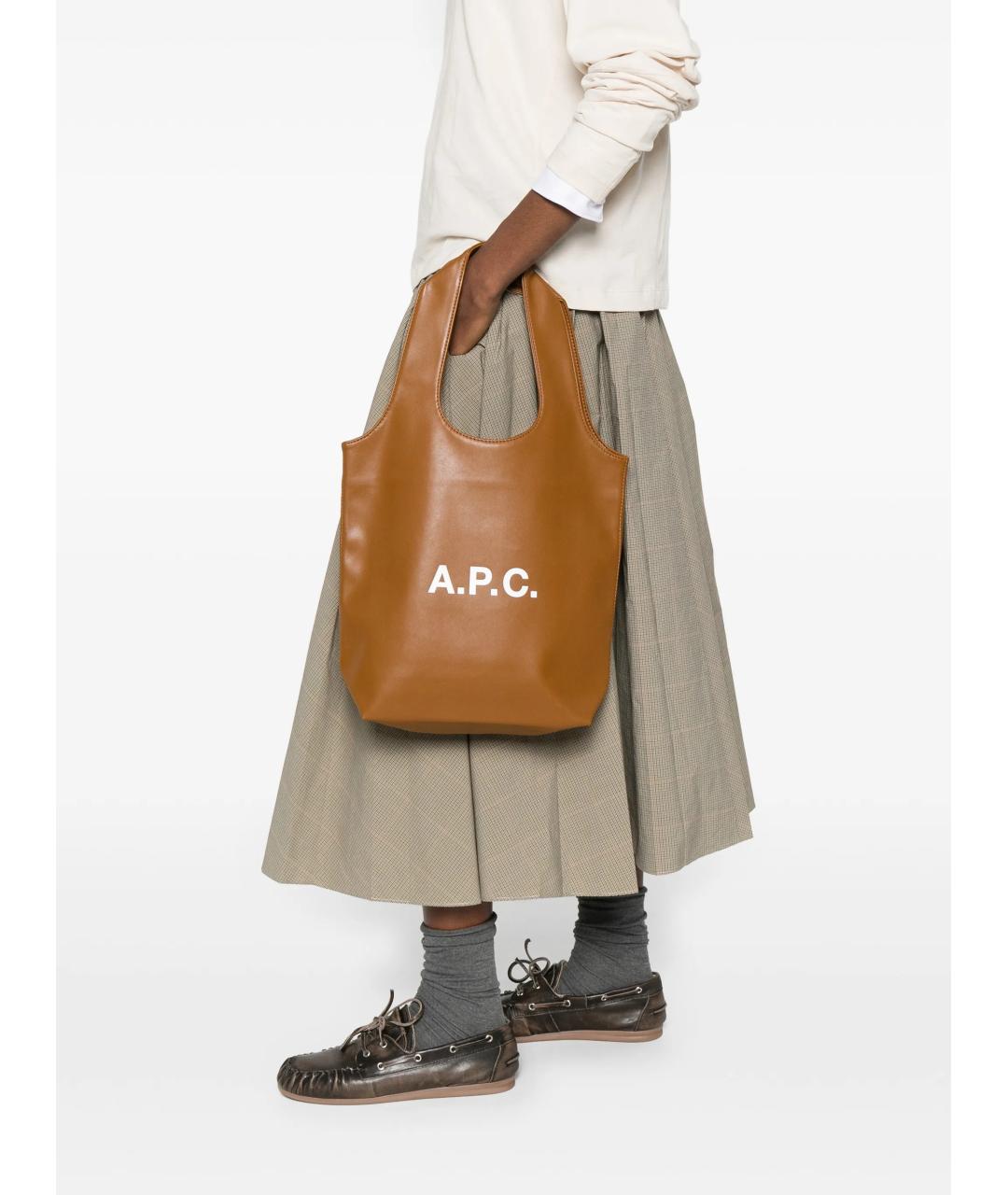 A.P.C. Коричневая сумка тоут из искусственной кожи, фото 2