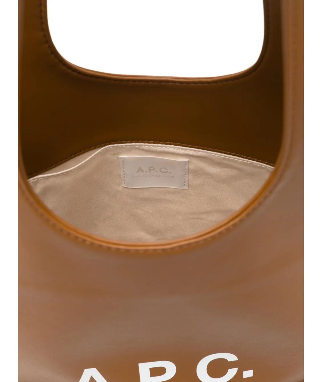 A.P.C. Коричневая сумка тоут из искусственной кожи, фото 5