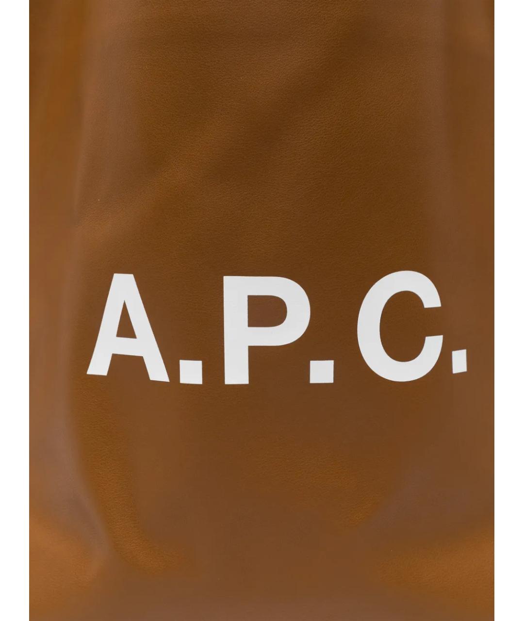 A.P.C. Коричневая сумка тоут из искусственной кожи, фото 4