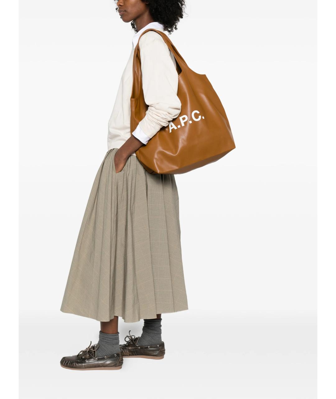 A.P.C. Коричневая сумка тоут из искусственной кожи, фото 2