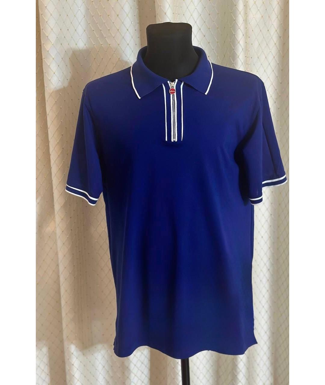 KITON Синее хлопковое поло с коротким рукавом, фото 2