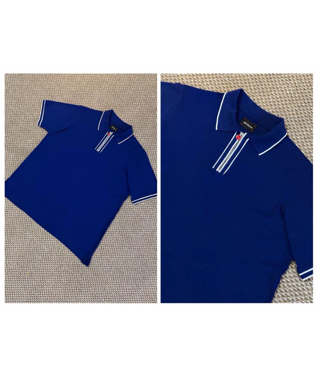 KITON Синее хлопковое поло с коротким рукавом, фото 9