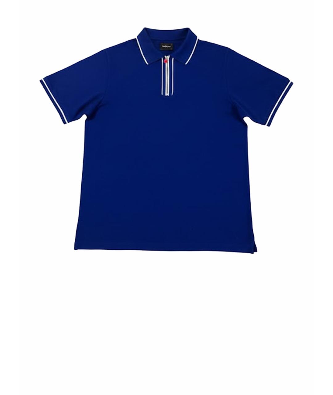 KITON Синее хлопковое поло с коротким рукавом, фото 1