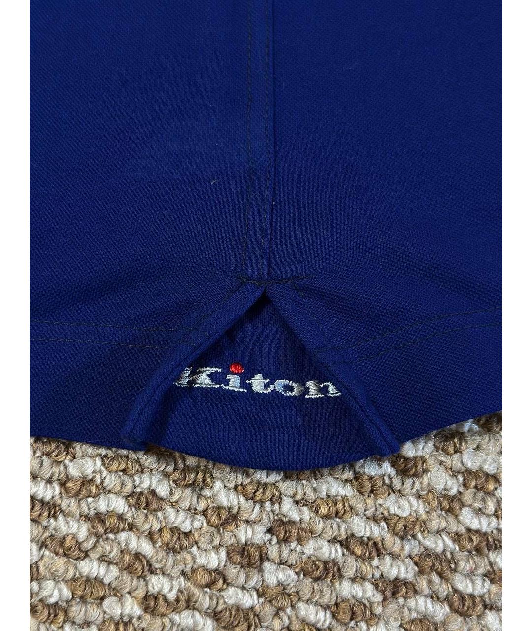 KITON Синее хлопковое поло с коротким рукавом, фото 8