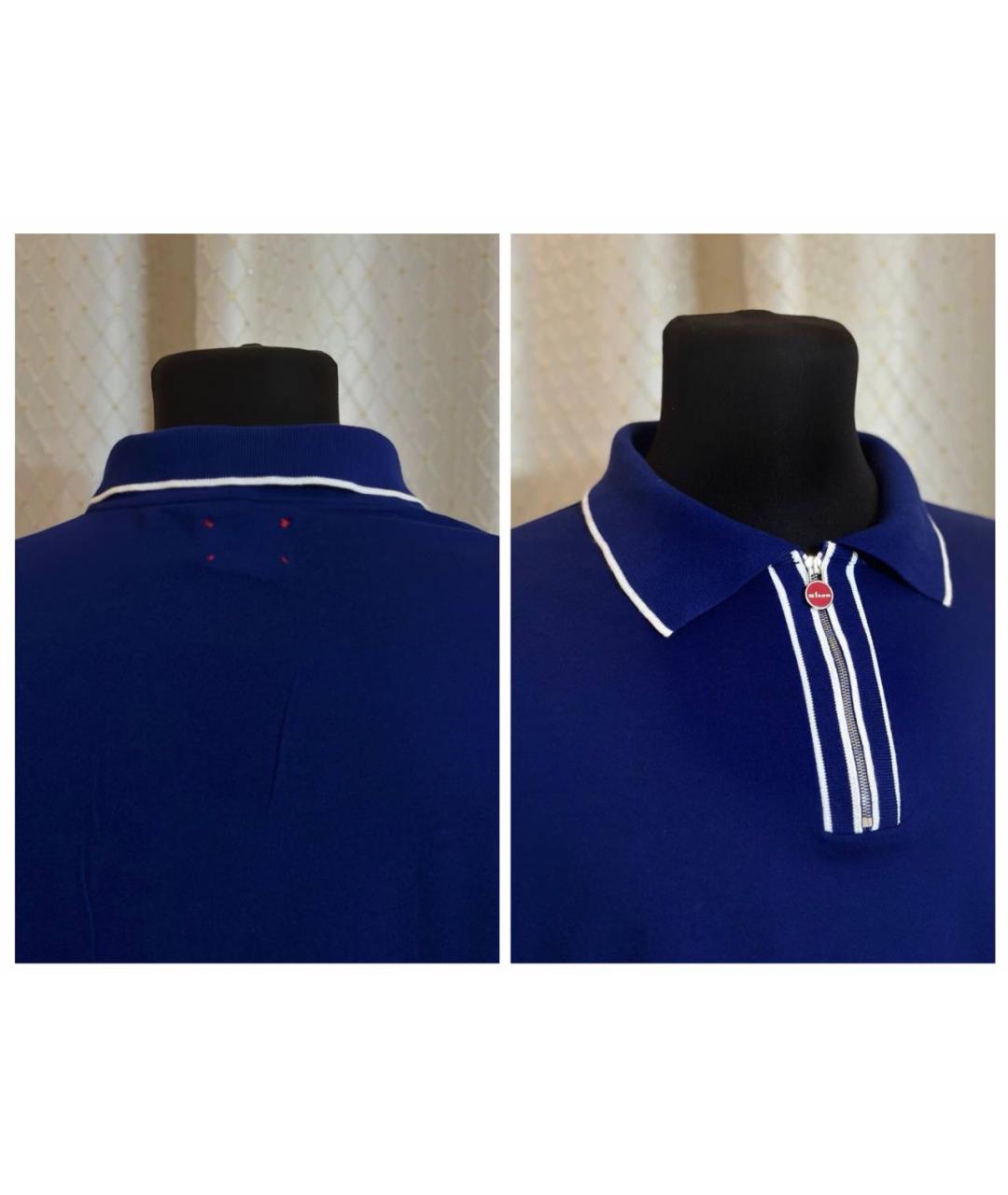 KITON Синее хлопковое поло с коротким рукавом, фото 5