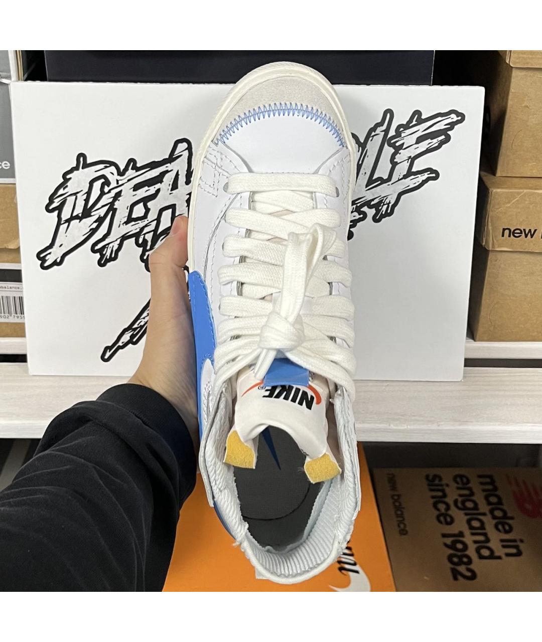 NIKE Белые кожаные высокие кроссовки / кеды, фото 4