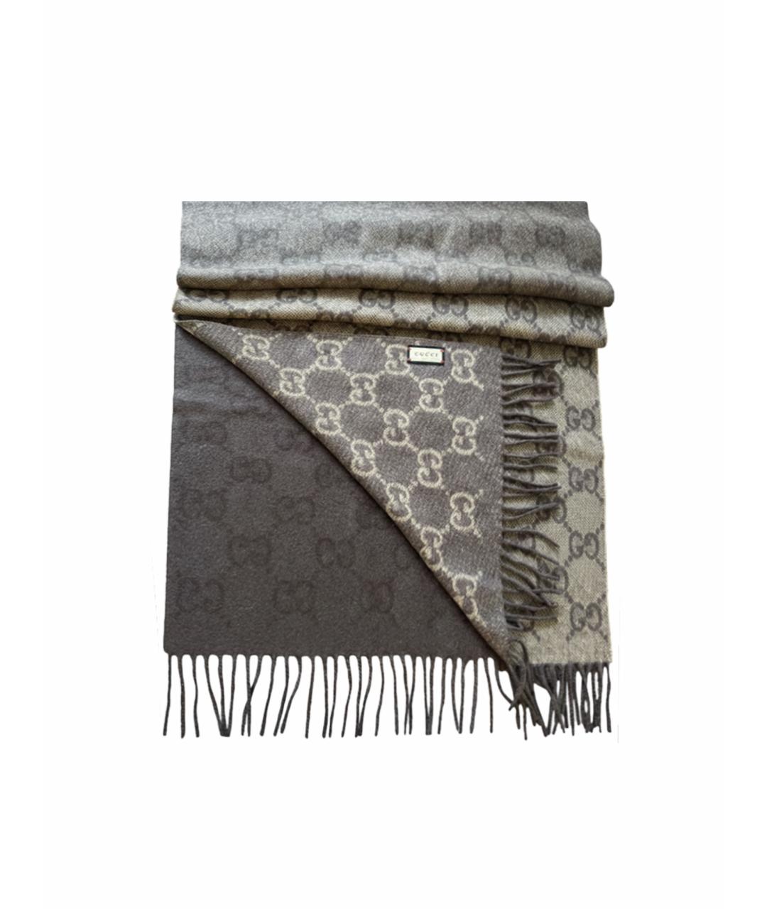 GUCCI Коричневый кашемировый шарф, фото 1