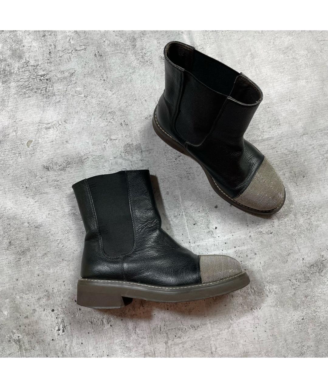 BRUNELLO CUCINELLI Черные кожаные ботинки, фото 9
