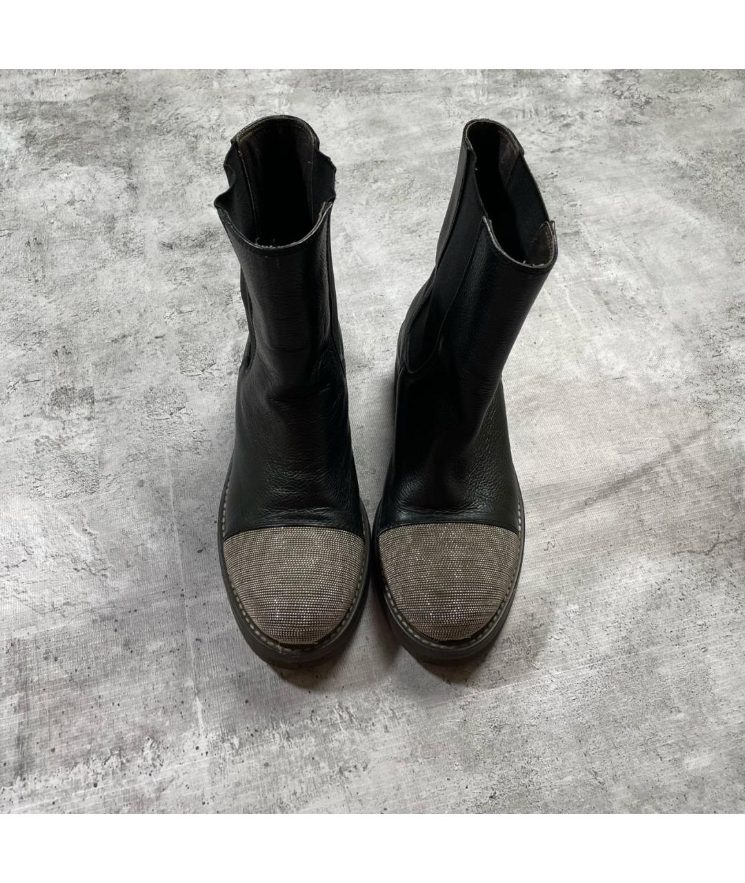 BRUNELLO CUCINELLI Черные кожаные ботинки, фото 2