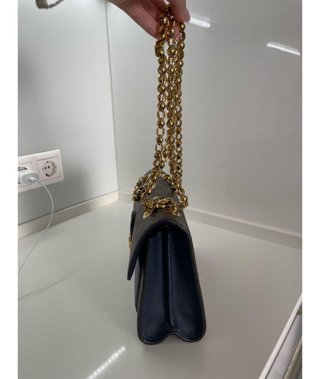 LOUIS VUITTON Темно-синяя кожаная сумка через плечо, фото 4