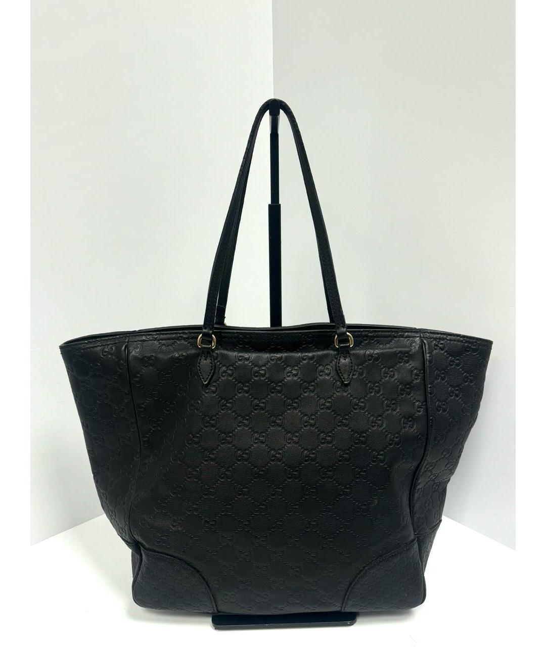 GUCCI Черная кожаная сумка тоут, фото 5