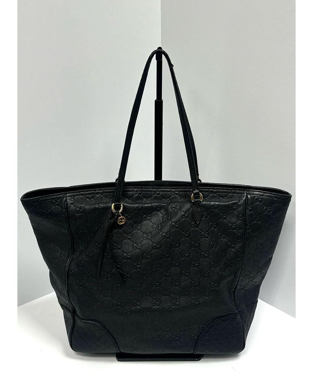 GUCCI Черная кожаная сумка тоут, фото 3