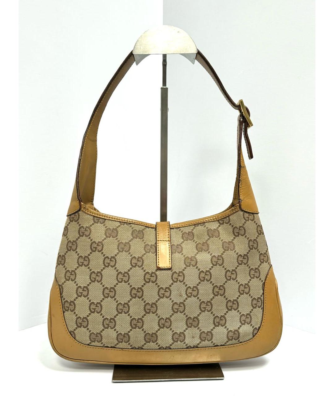 GUCCI Бежевая жаккардовая сумка через плечо, фото 4