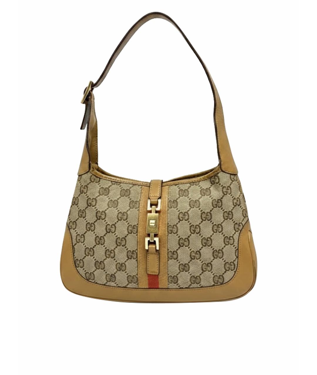 GUCCI Бежевая жаккардовая сумка через плечо, фото 1